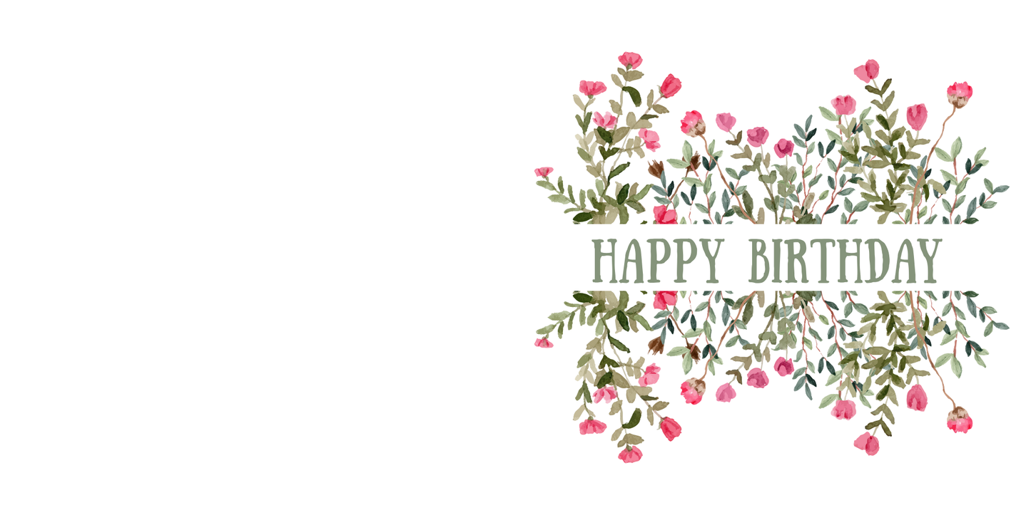 Floral Wreath Happy Birthday Greeting Card – Watercolour Flowers