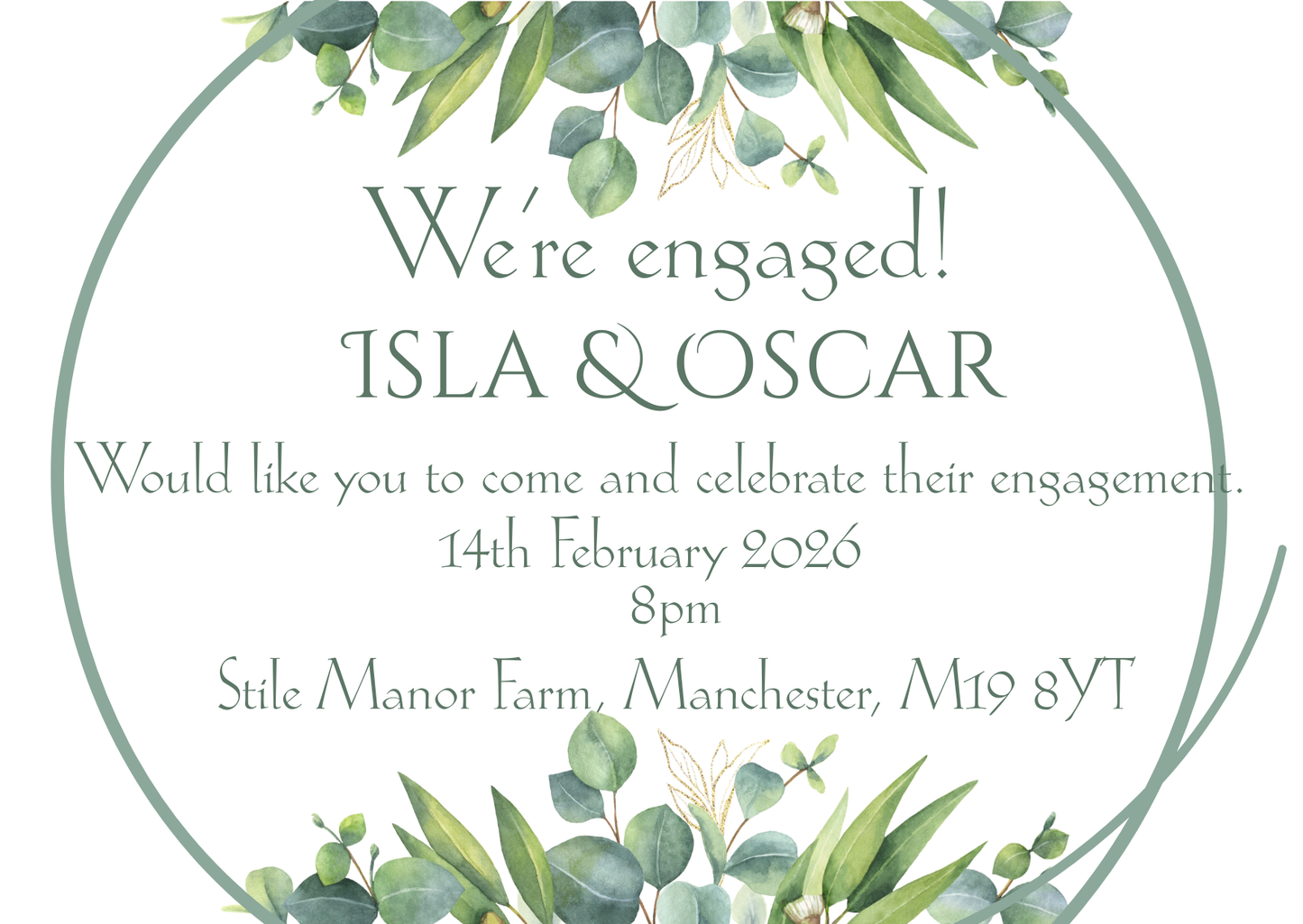 Eucalyptus Water Colour Engagement Invitation