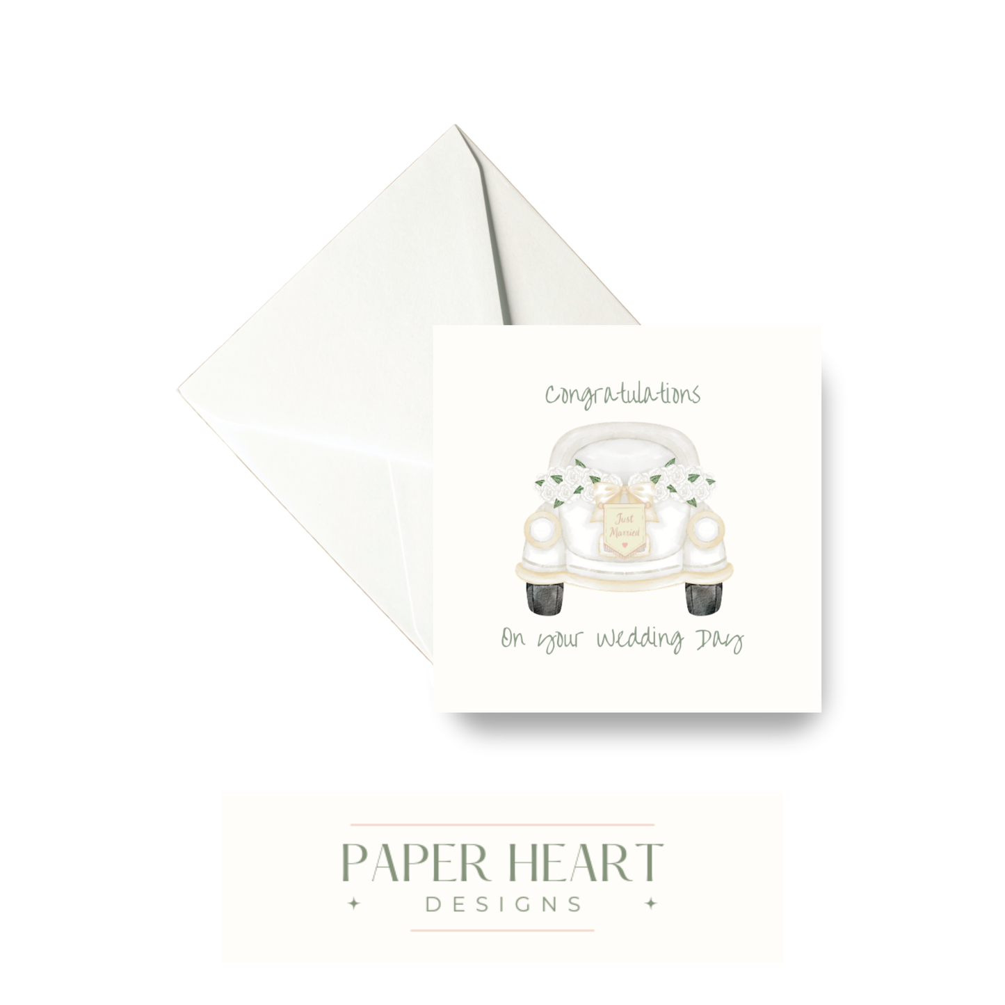 Just Married Wedding Car Congratulations Card