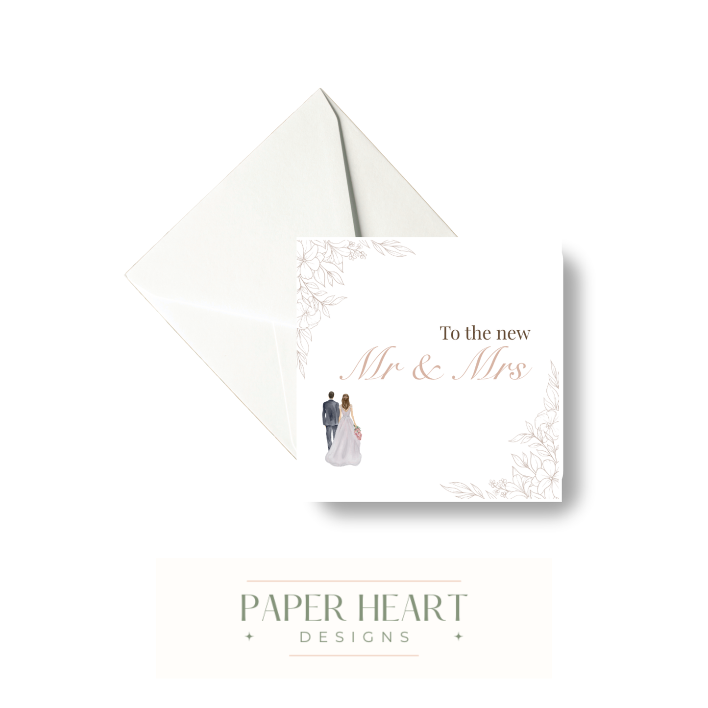 To the New Mr & Mrs Floral Wedding Card
