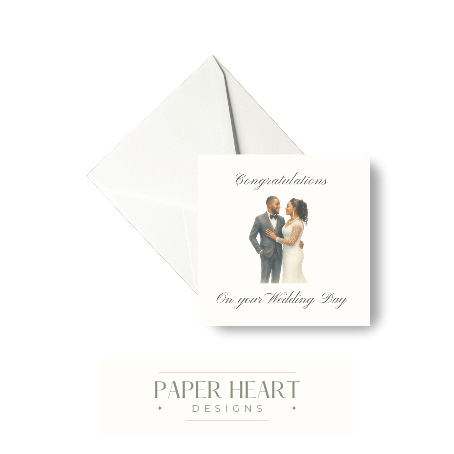 Congratulations Black Couple Wedding Card
