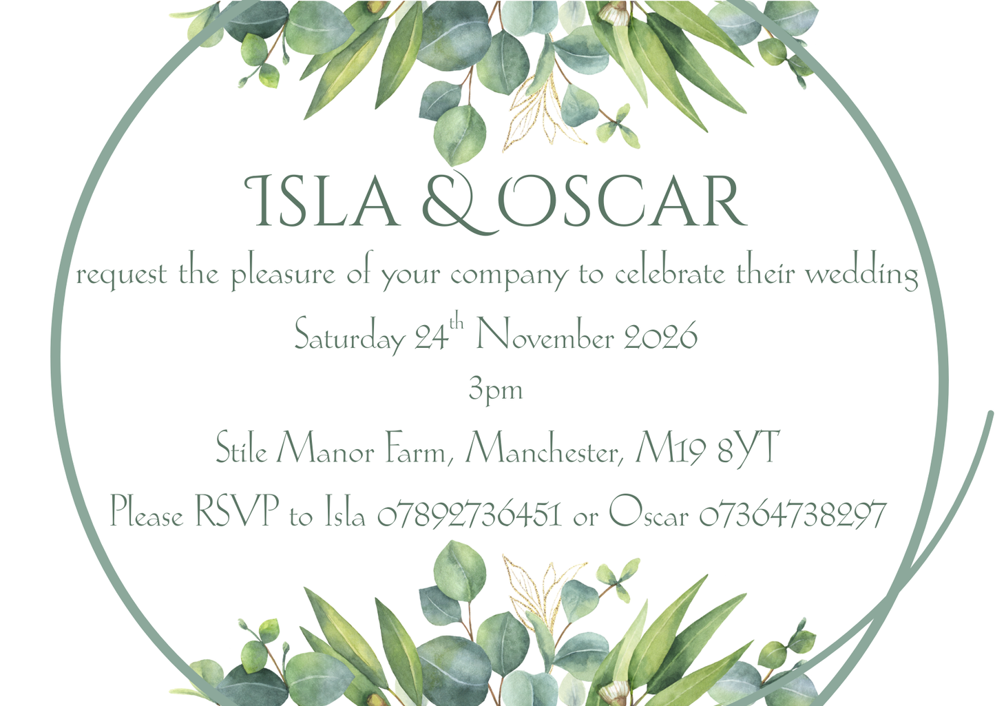 Eucalyptus Watercolour – Wedding Invitation