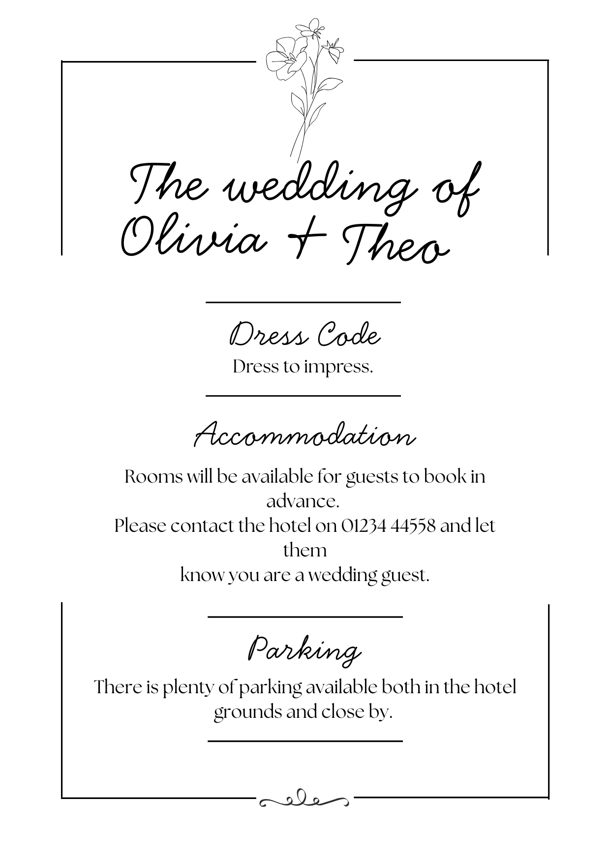 Monochrome Floral Wedding Details