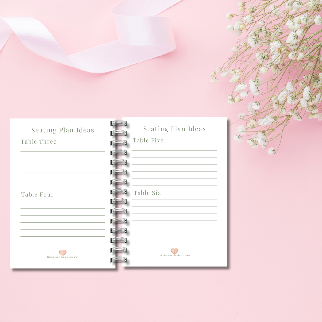 Bride-to-Be Wedding Planner | Pink and White Candy Stripe Wedding Planning Organiser, Budget, Guest List & Seating Plan