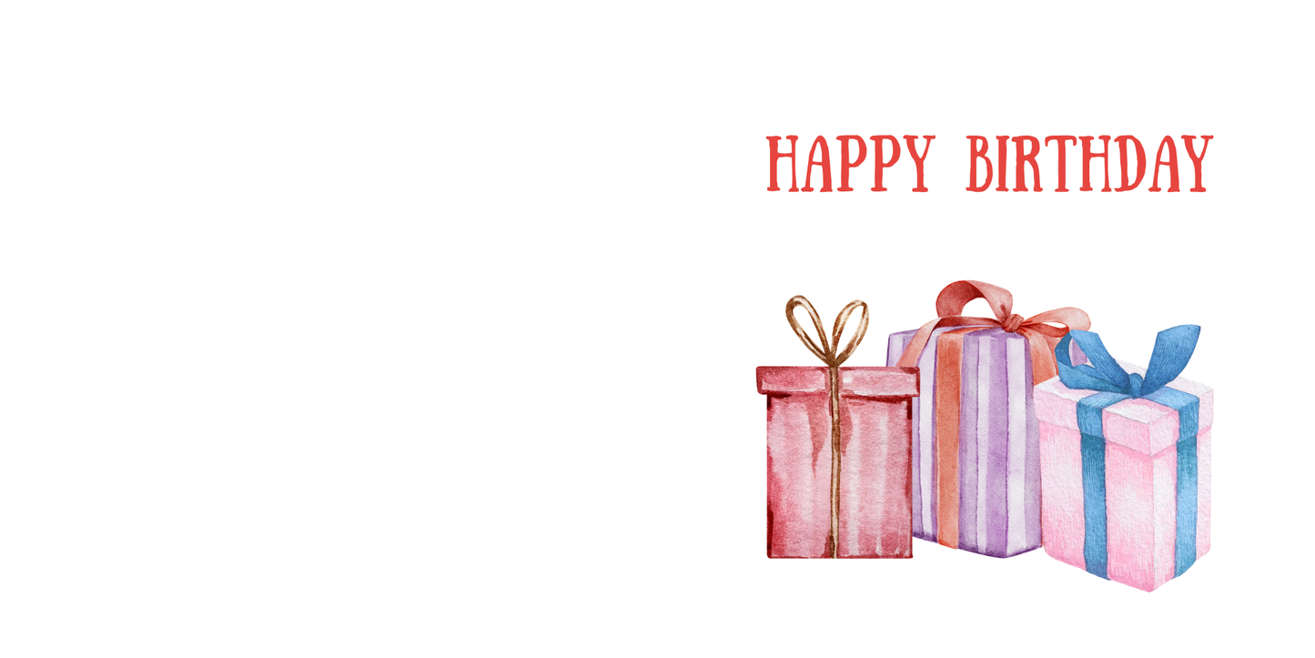 Watercolour Birthday Presents Greeting Card – Gift Box Design