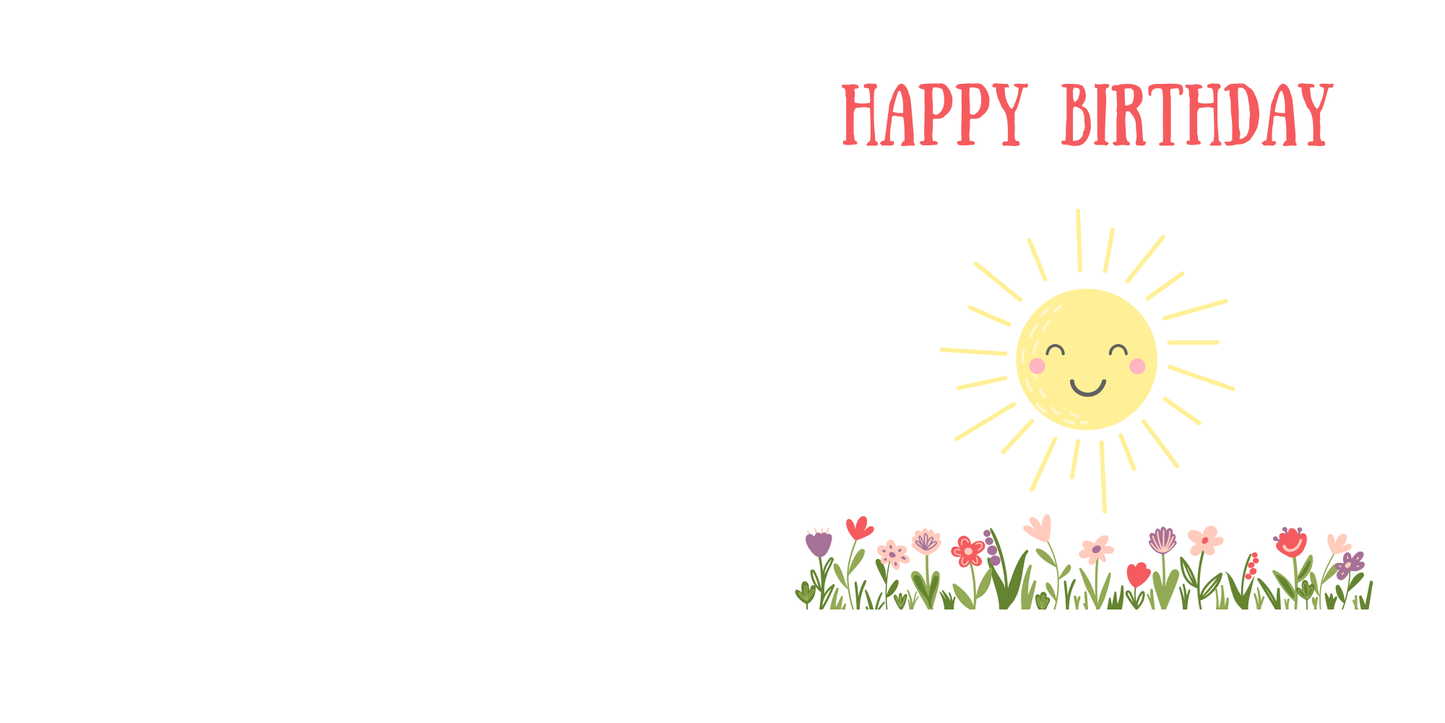 Sunshine & Flowers Happy Birthday Greeting Card – Cheerful & Bright