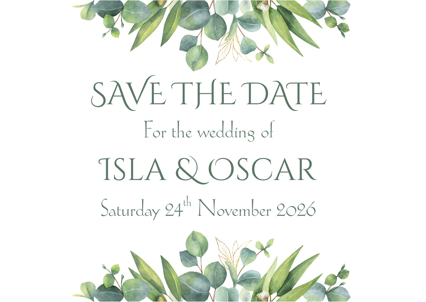 Eucalyptus Watercolour Save the Date | Elegant Botanical Wedding Announcement