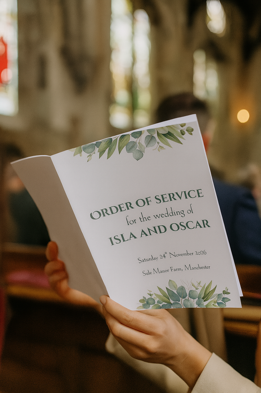 Eucalyptus Watercolour – Order of Service booklet