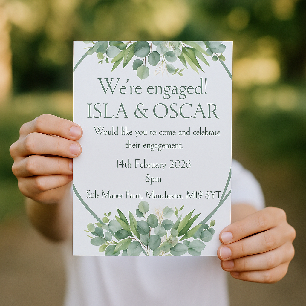 Eucalyptus Water Colour Engagement Invitation