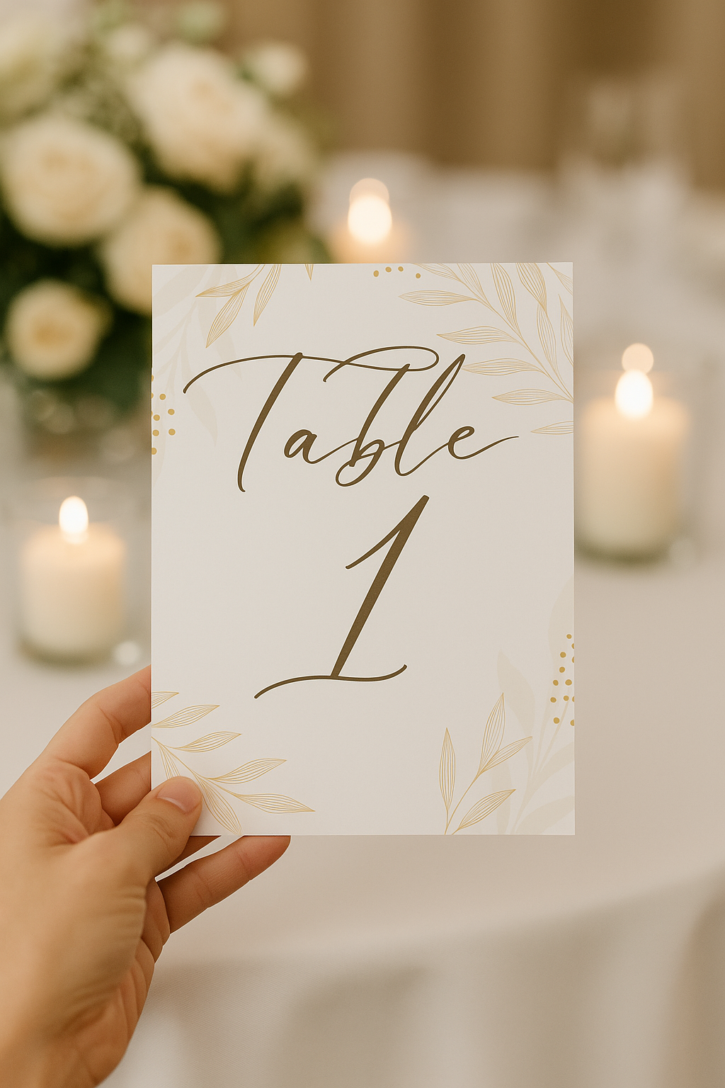 Pink and Gold Leaf Table Number