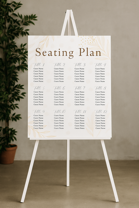 Pink and Gold Leaf Seating Plan