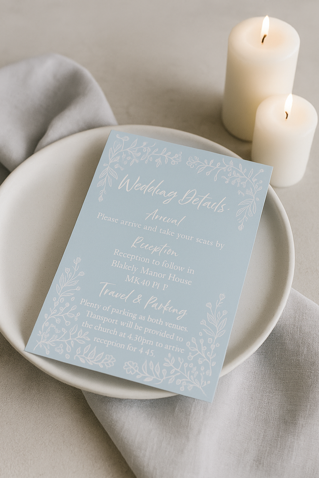 Floral Duck Egg Wedding Stationery - Bundle 1