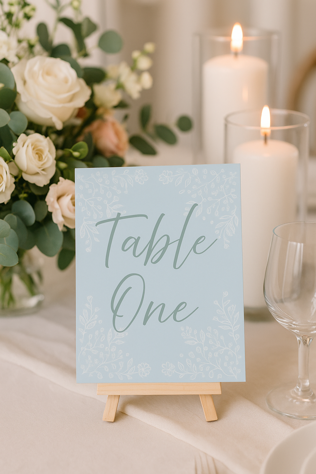 Floral Duck Egg Wedding Table Signs