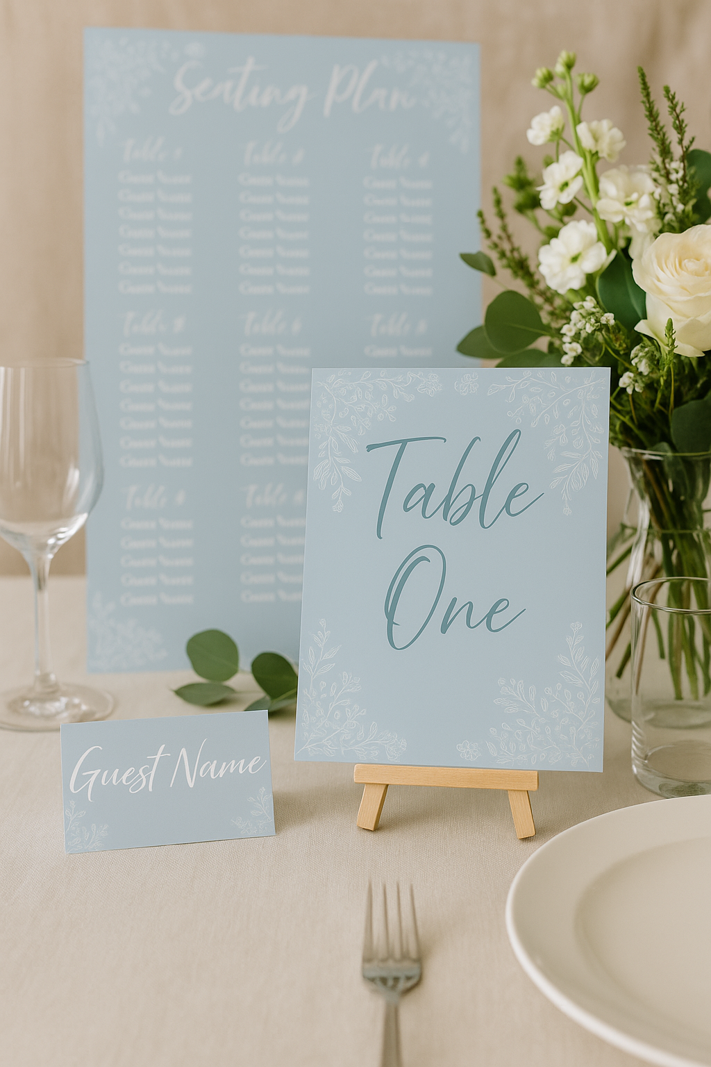 Floral Duck Egg – Guest Name Cards
