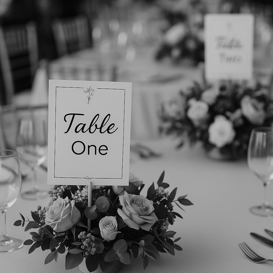 Monochrome Floral Wedding Table Signs