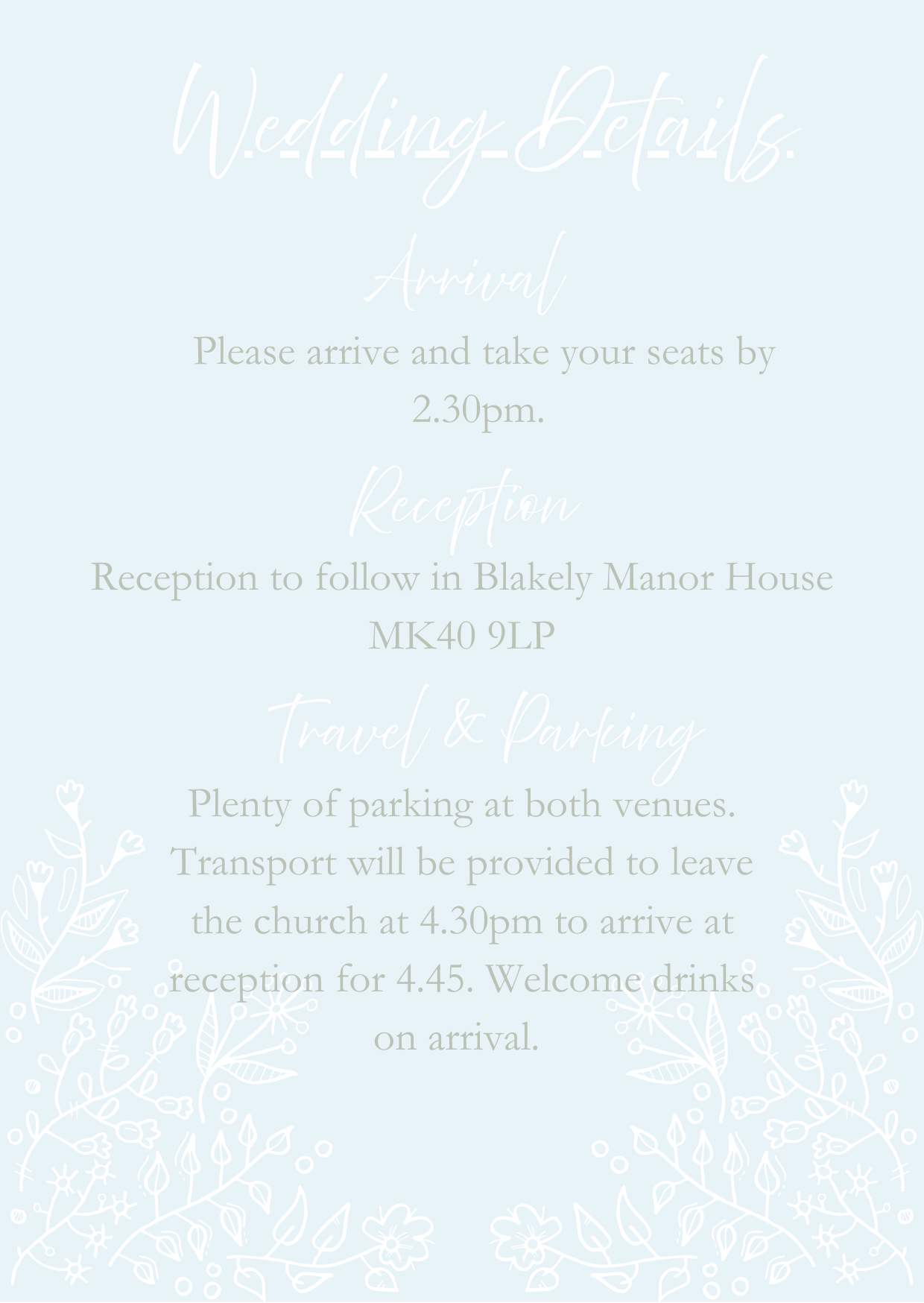 Wedding Details – Floral Duck Egg