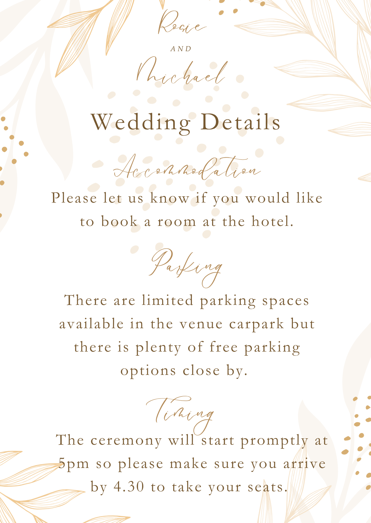 Pink and Gold Leaf Wedding Stationery - Bundle 1