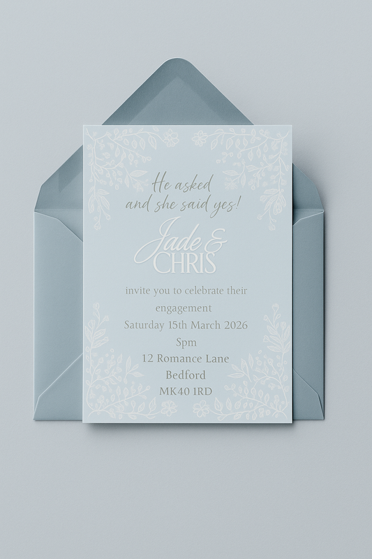 Engagement Invitation – Floral Duck Egg