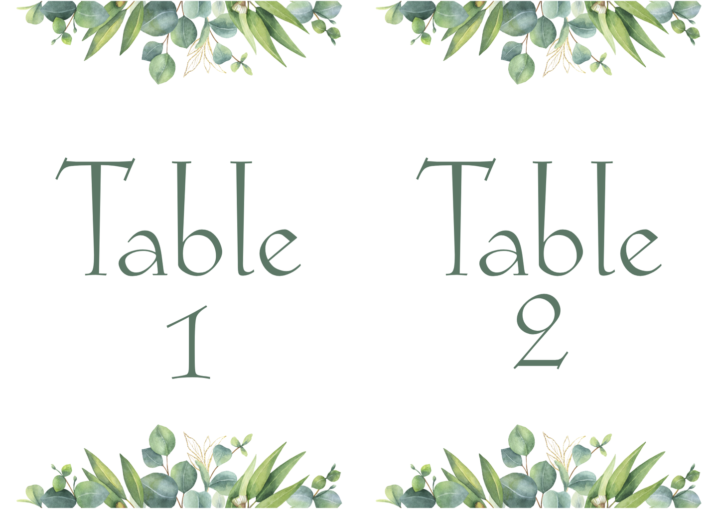 Eucalyptus Watercolour – Table Number