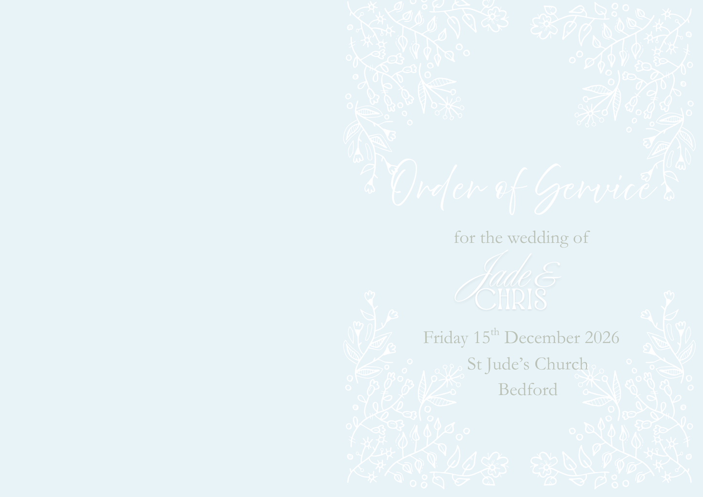 Floral Duck Egg– Order of Service Booklet