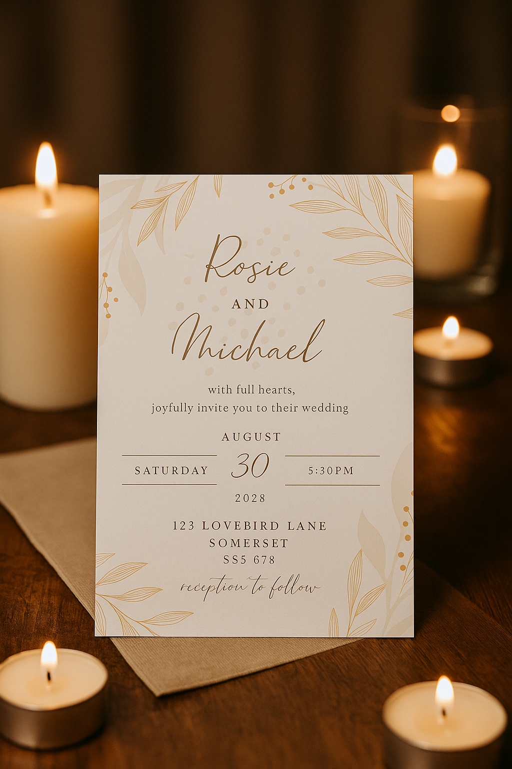 Pink and Gold Leaf - Wedding Stationary Bundle 3
