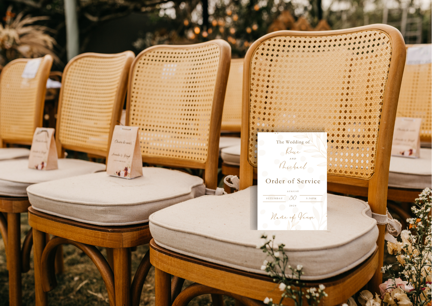 Pink and Gold Leaf Order of Service Booklet