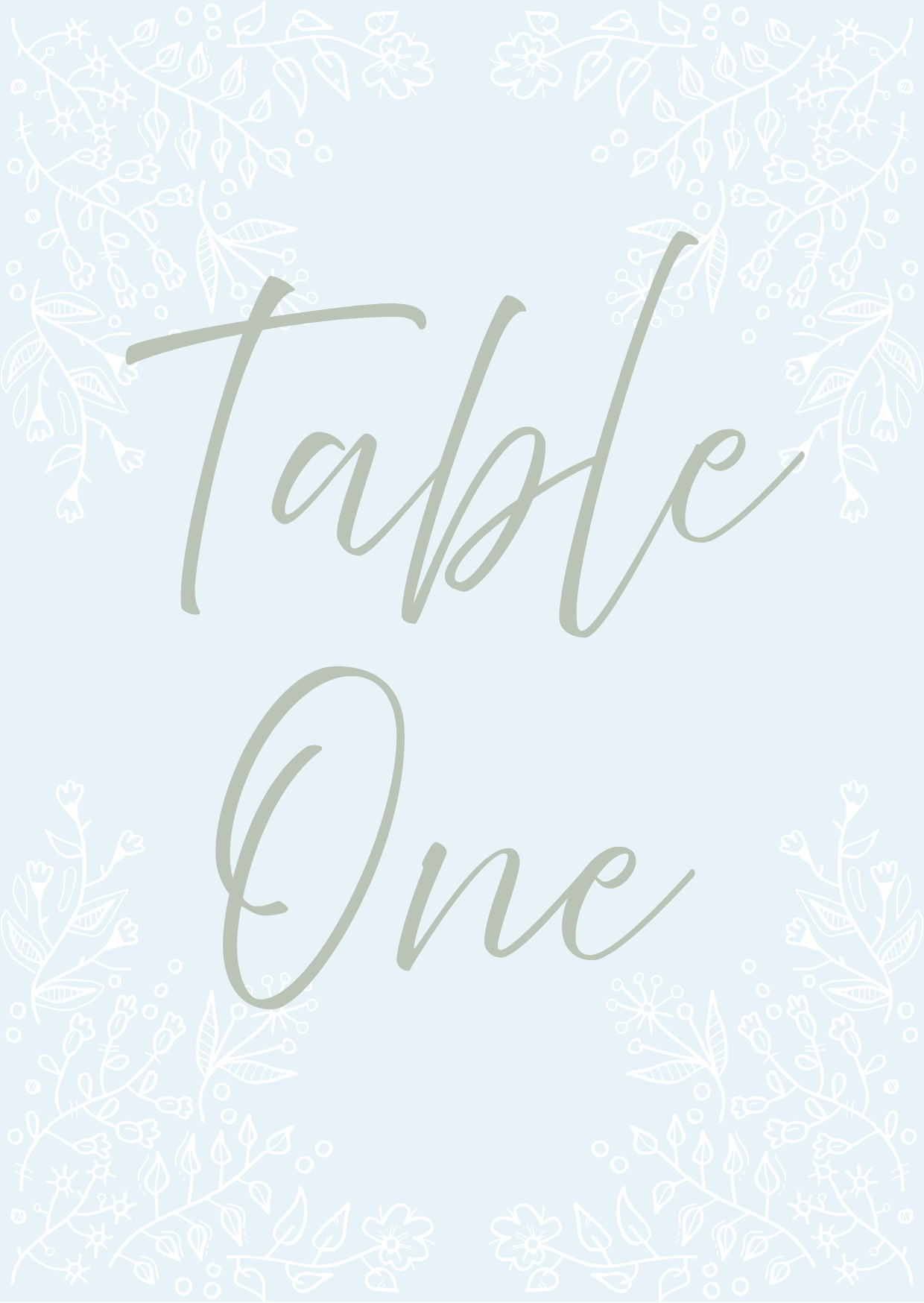 Floral Duck Egg Wedding Table Signs