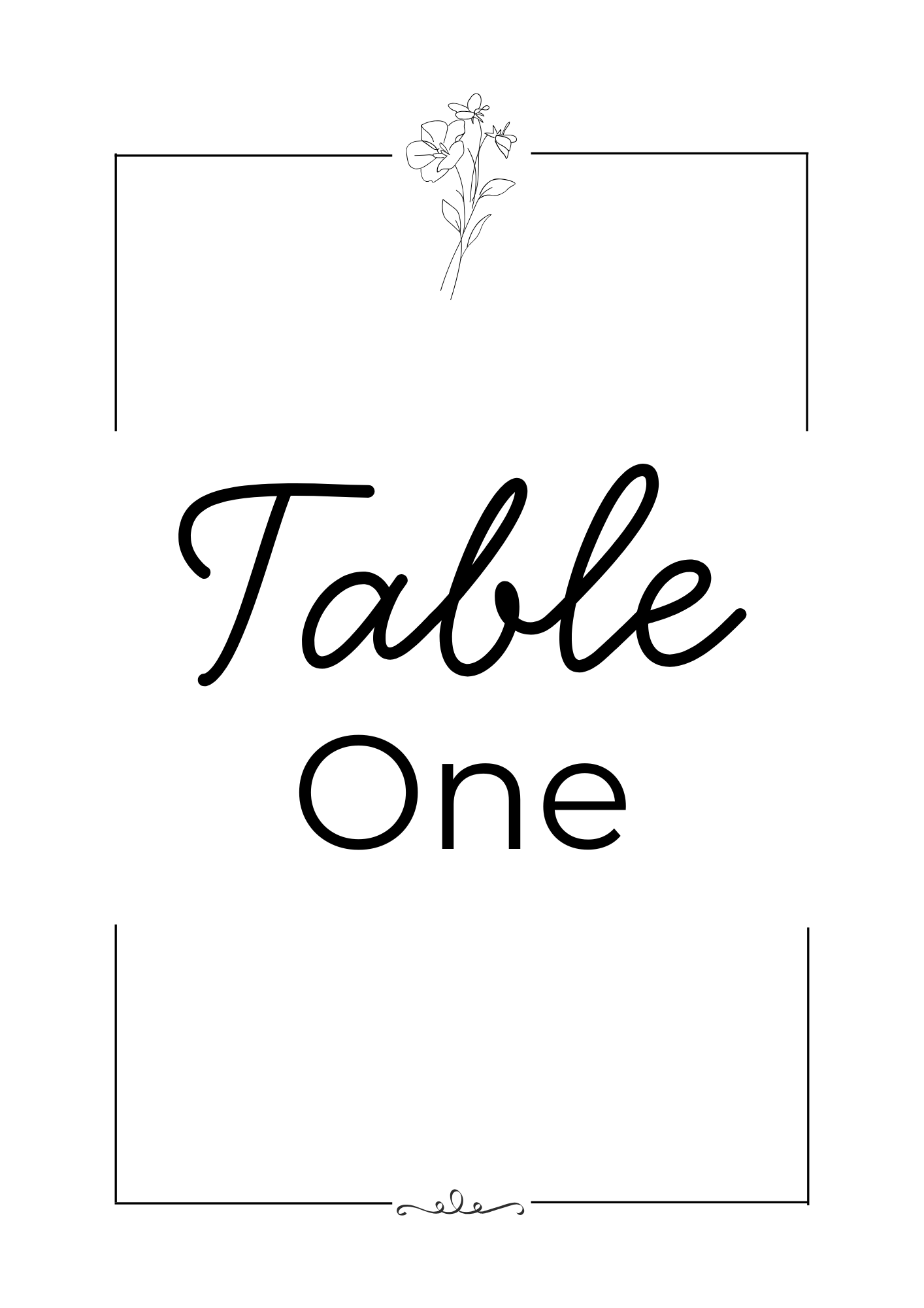 Monochrome Floral Wedding Table Signs