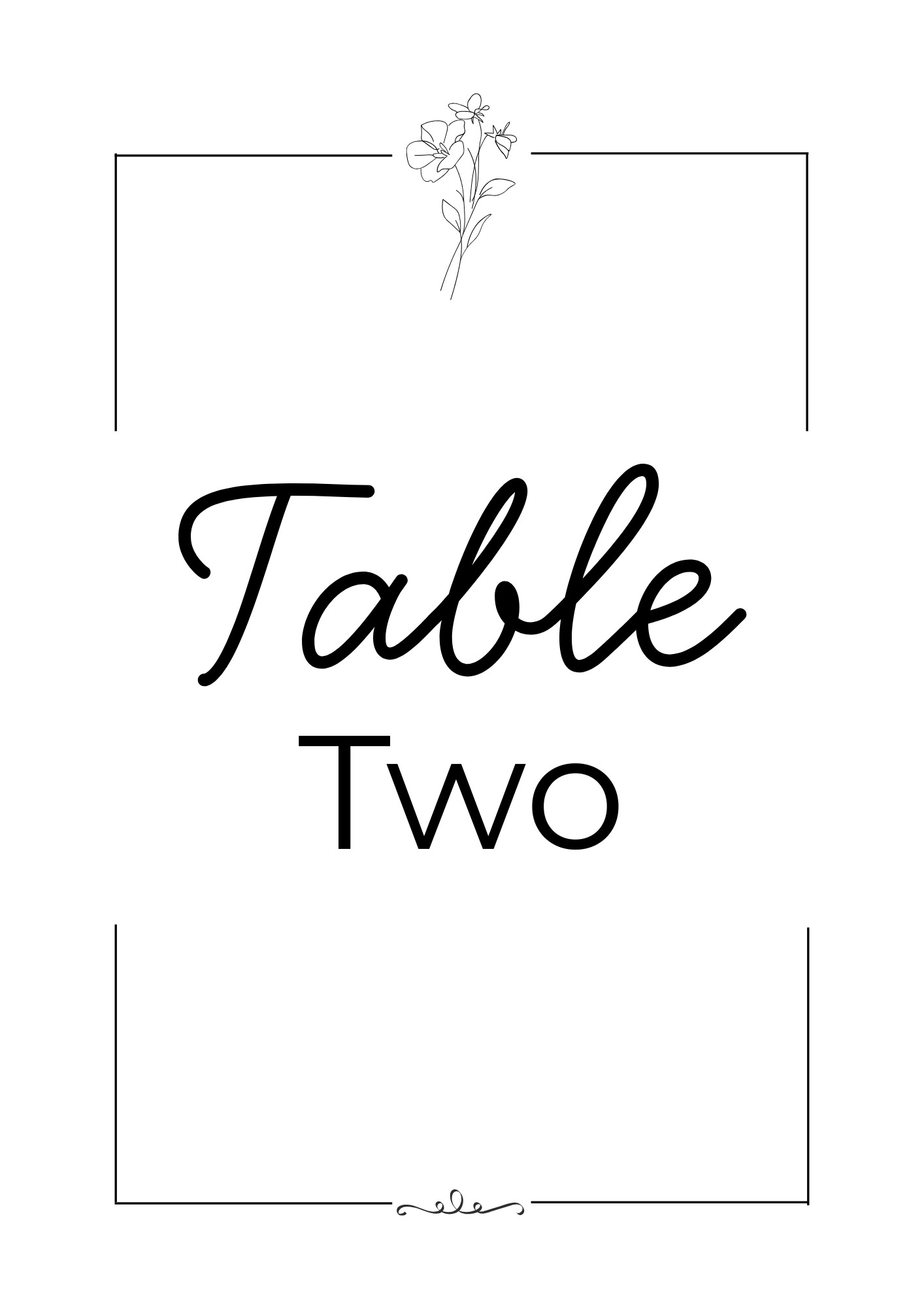 Monochrome Floral Wedding Table Signs