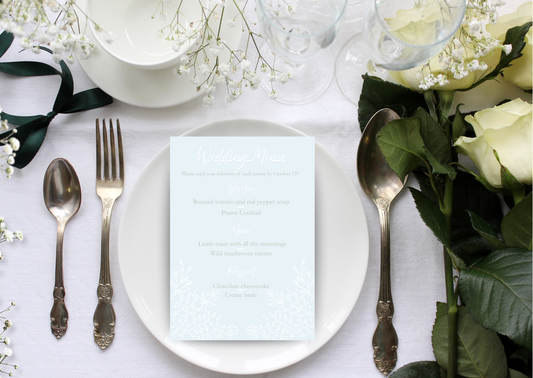 Wedding Menu – Floral Duck Egg