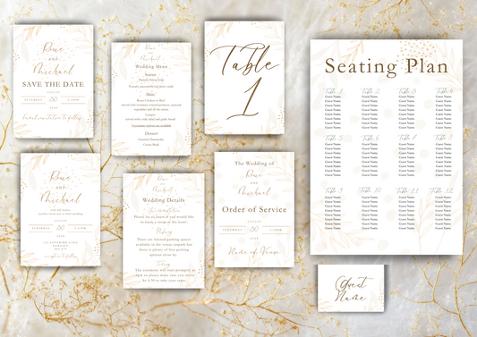 Pink and Gold Leaf - Wedding Stationary Bundle 3