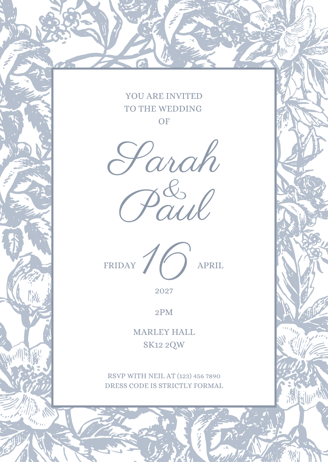 Vintage Floral Wedding Invitation