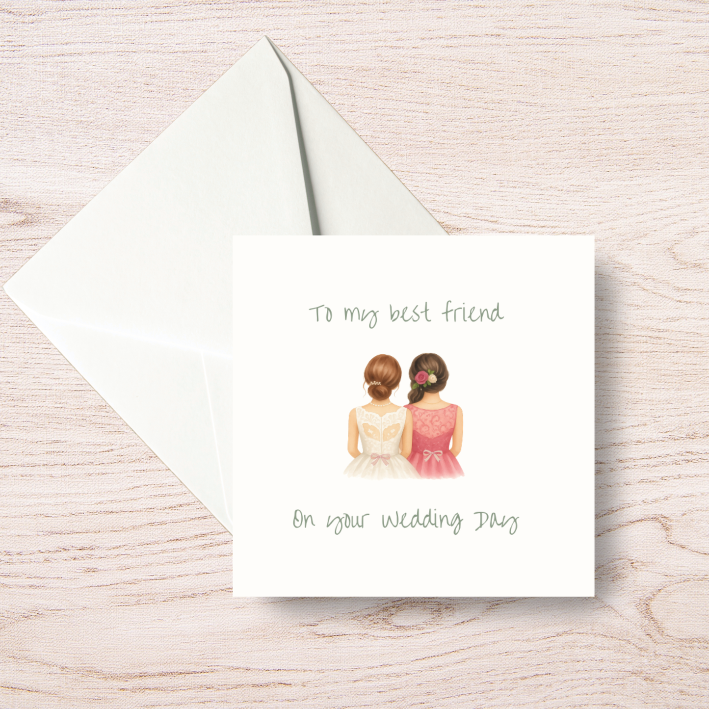 Bride and Best Friend Wedding Day Card