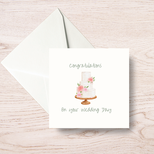 Floral Wedding Cake Congratulations Card