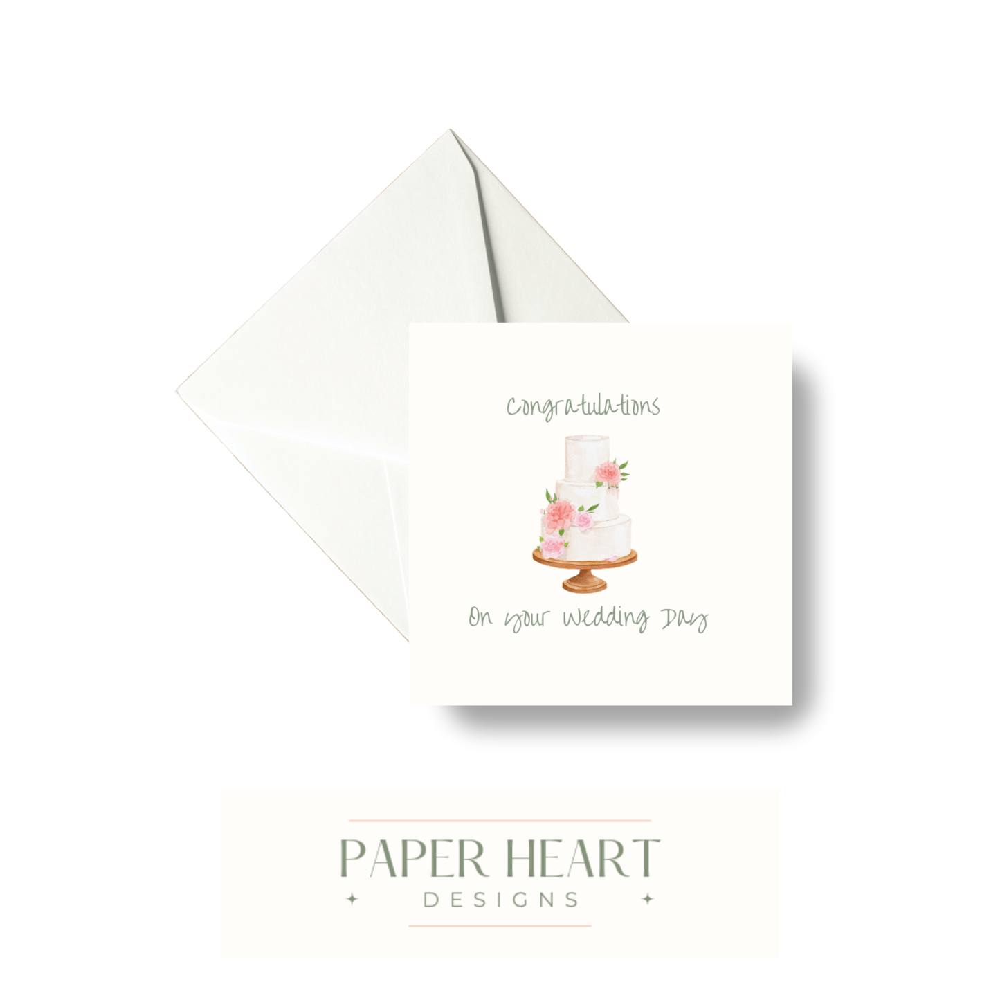 Floral Wedding Cake Congratulations Card