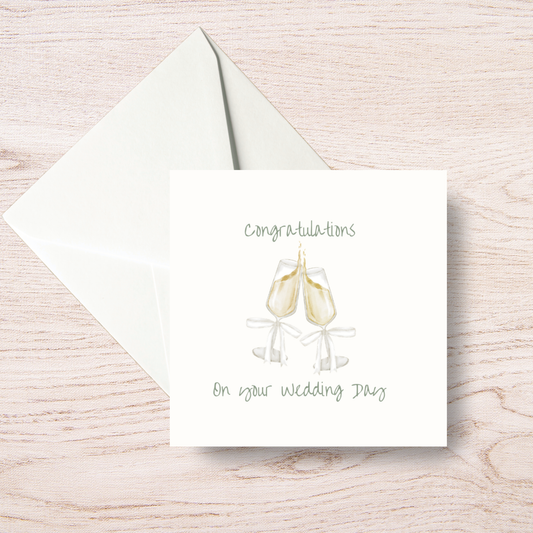 Champagne Glasses Wedding Congratulations Card