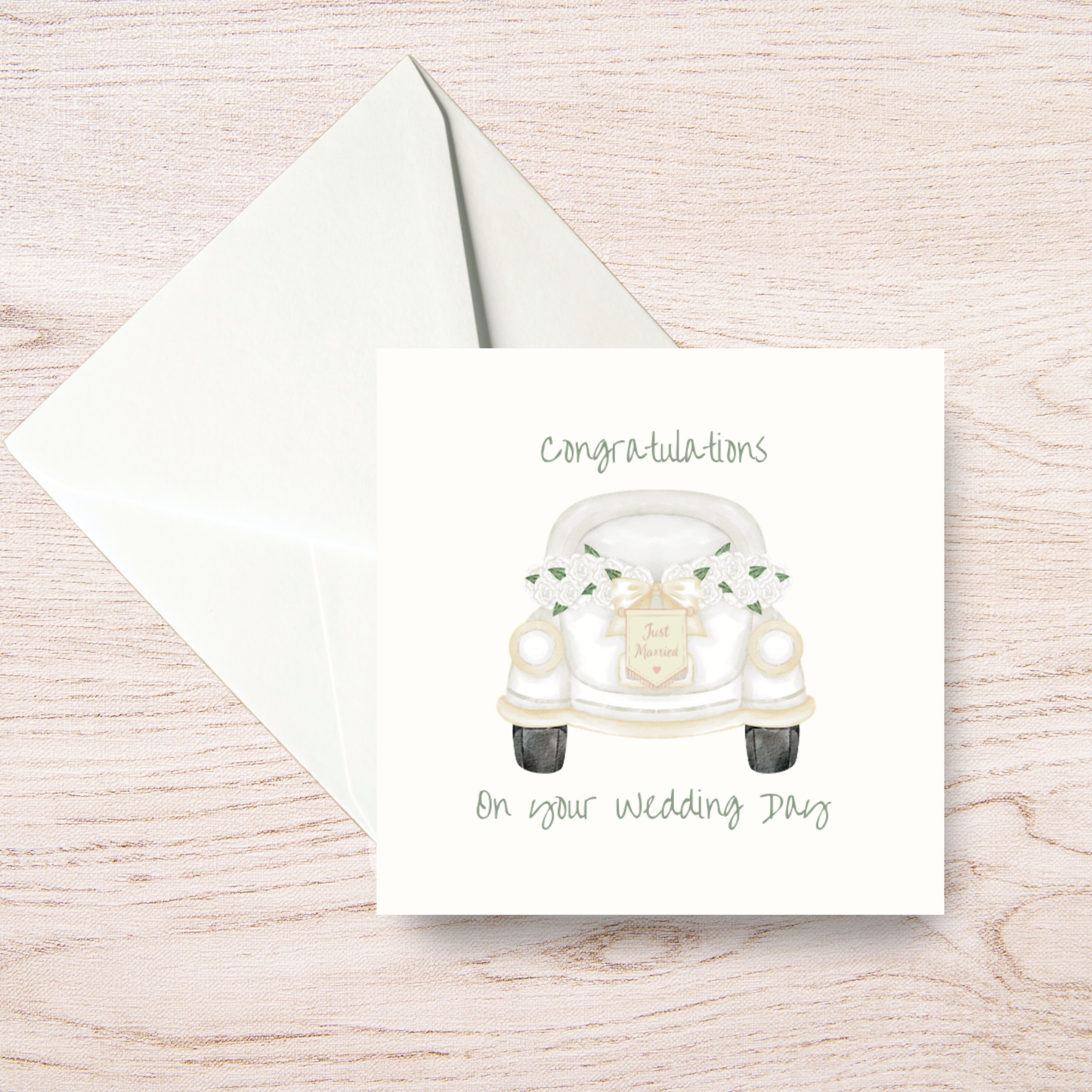 Just Married Wedding Car Congratulations Card