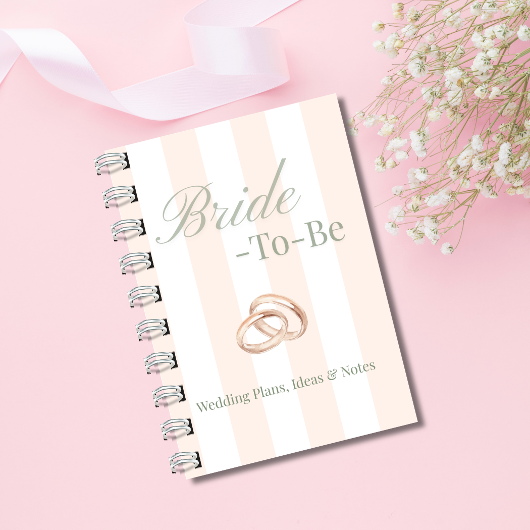 Bride-to-Be Wedding Planner | Pink and White Candy Stripe Wedding Planning Organiser, Budget, Guest List & Seating Plan