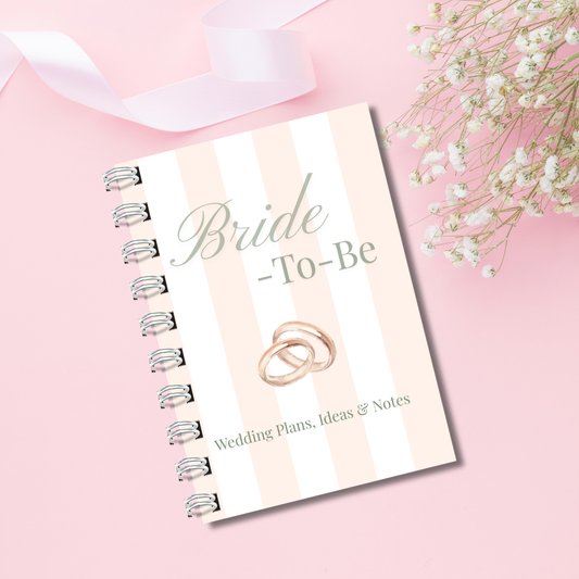 Bride-to-Be Wedding Planner | Pink and White Candy Stripe Wedding Planning Organiser, Budget, Guest List & Seating Plan