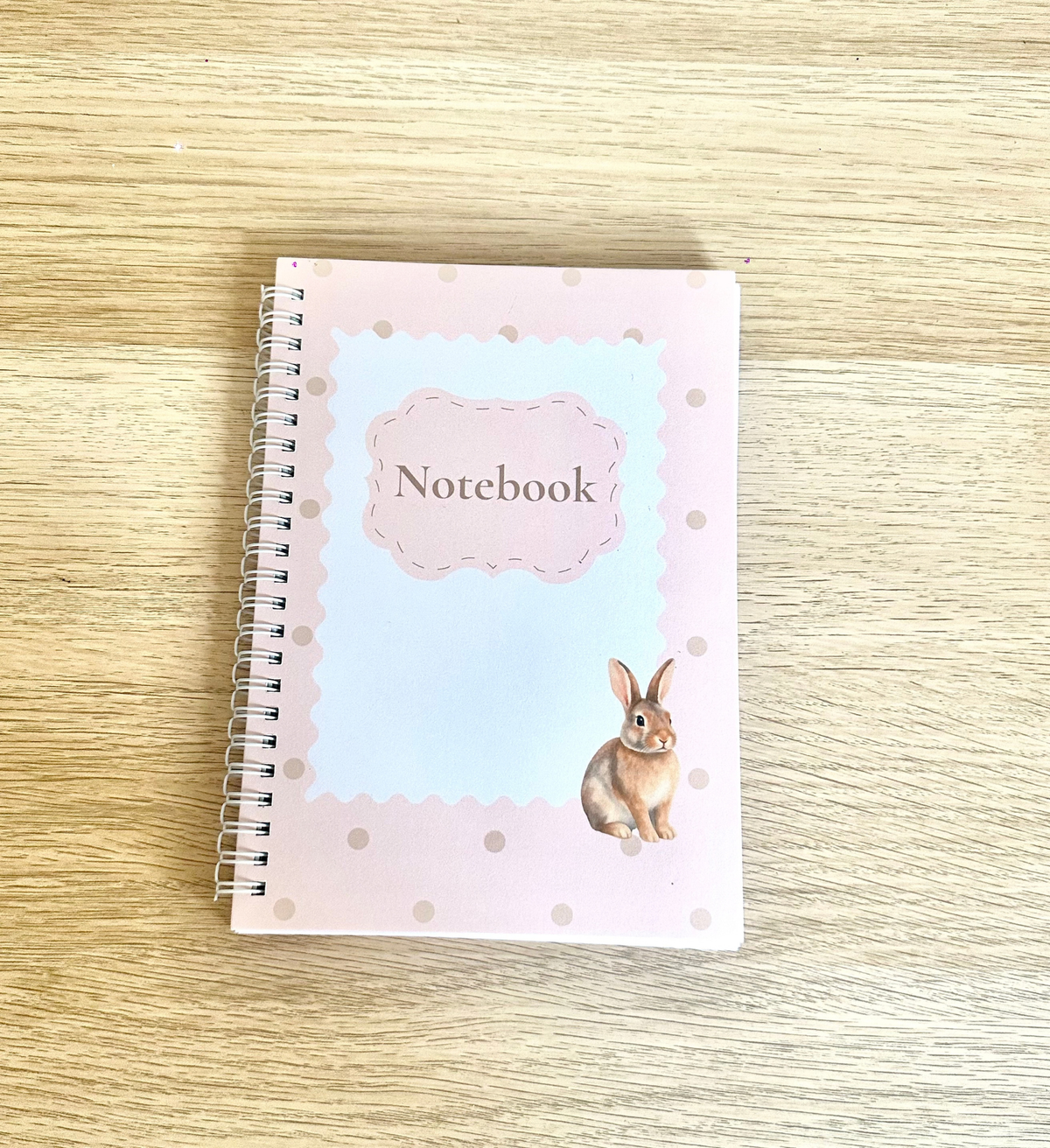 Pink Polka Dot Rabbit | Handmade A5 Lined Notebook