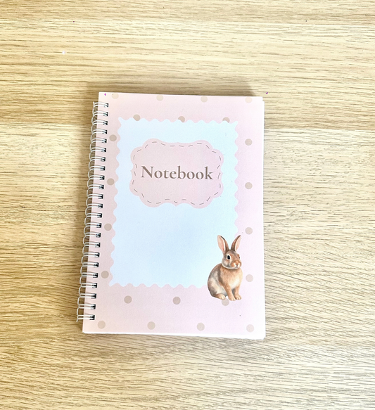 Pink Polka Dot Rabbit | Handmade A5 Lined Notebook