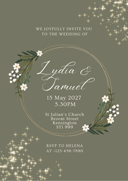 Dark Floral Wedding Invitation