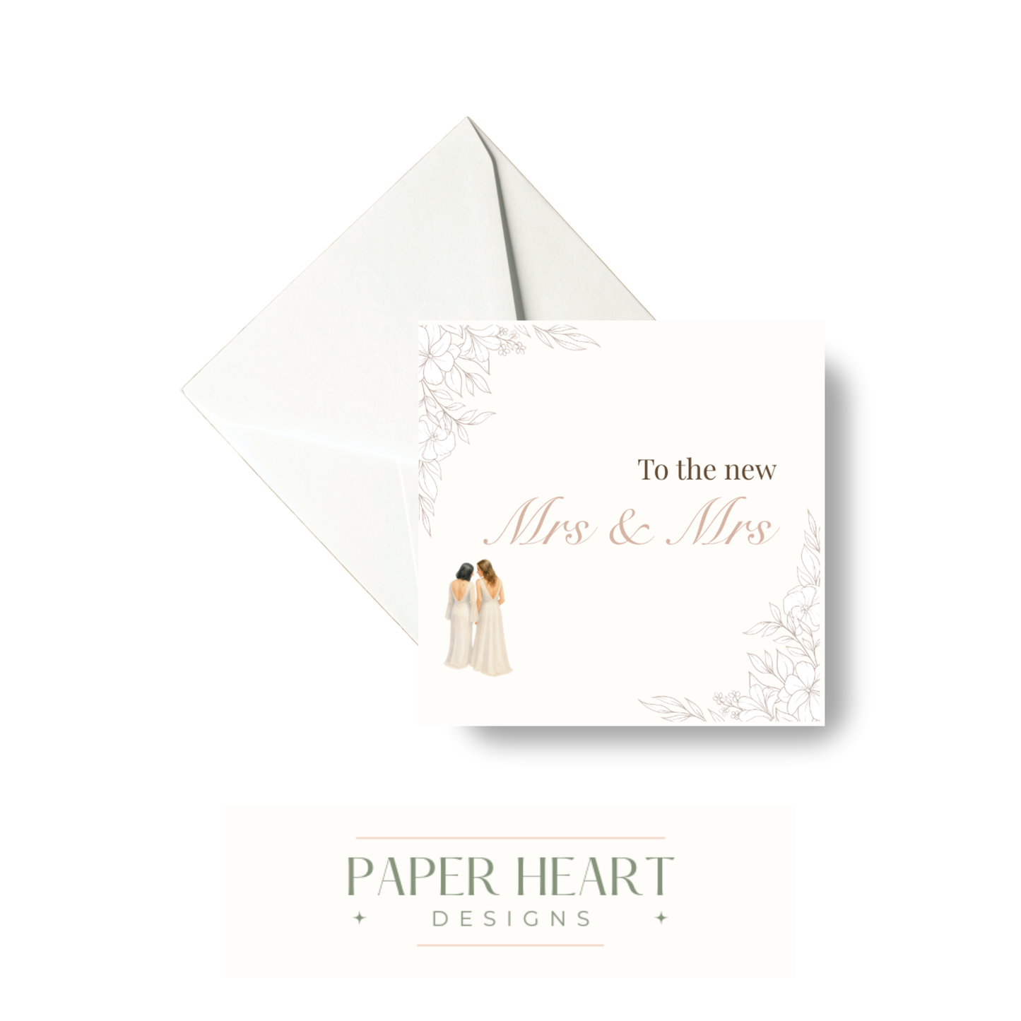 To the New Mrs & Mrs Floral Wedding Card