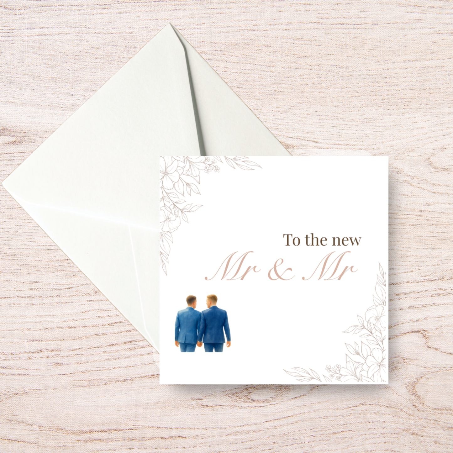 To the New Mr & Mr Floral Wedding Card