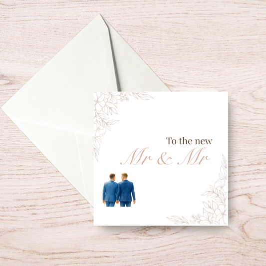 To the New Mr & Mr Floral Wedding Card
