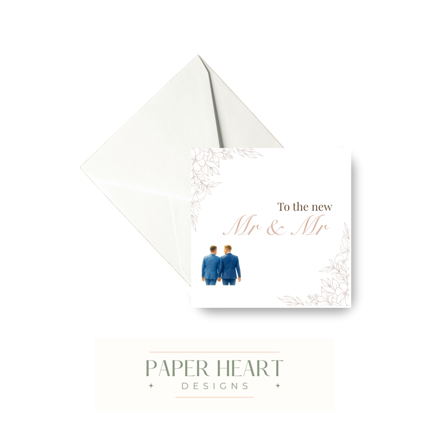 To the New Mr & Mr Floral Wedding Card