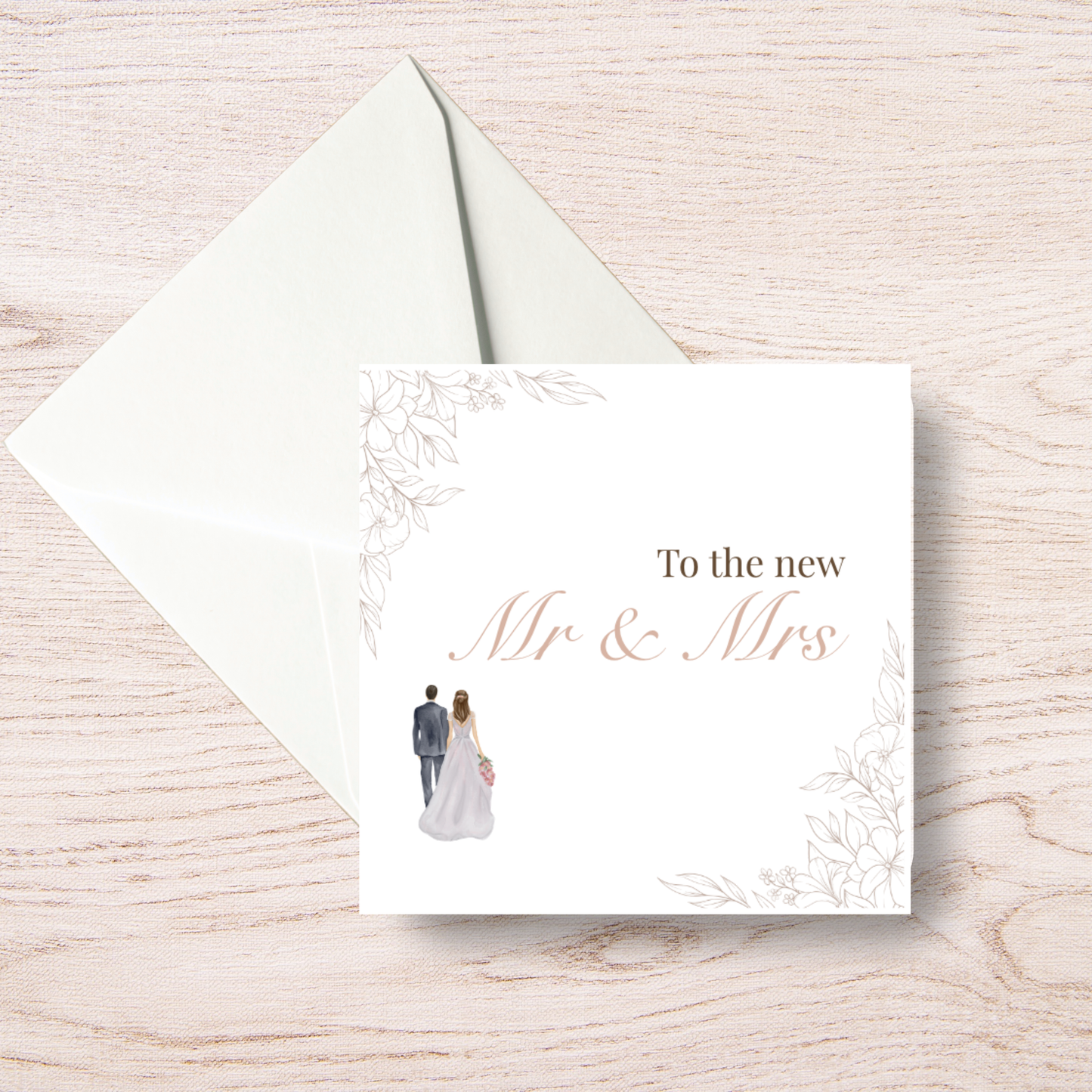 To the New Mr & Mrs Floral Wedding Card