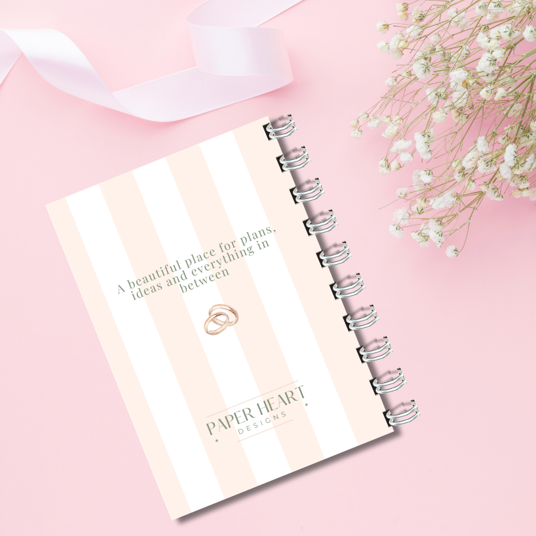Bride-to-Be Wedding Planner | Pink and White Candy Stripe Wedding Planning Organiser, Budget, Guest List & Seating Plan