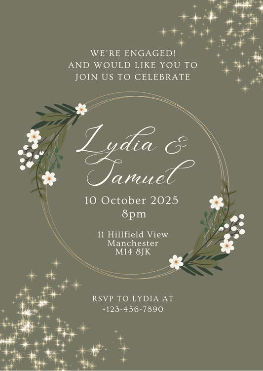 Dark Floral Engagement Invitation