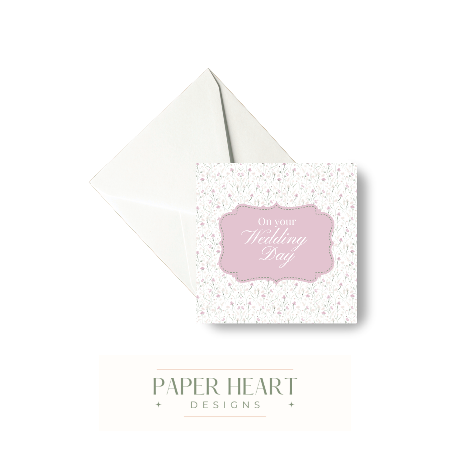 Pink Wildflower Wedding Day Card